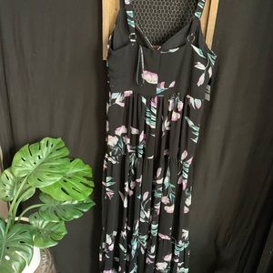 Floral black maxi with cut out